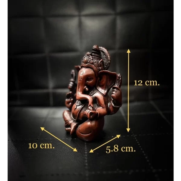 Tượng Phật Ganesha – Dáng Phong Thái Ban Phước – Màu nâu đỏ bóng cổ điển – Cao 12 cm - Ảnh 4