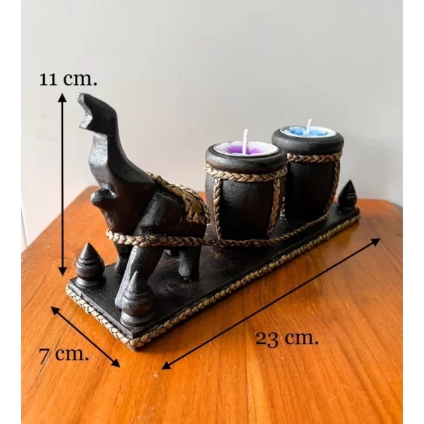 Tượng Chân Đế Đựng Nến – Chân Đế Chạm Khắc Hình Chú Voi Kéo Chum – Phong Cách Thái Lan - Ảnh 6