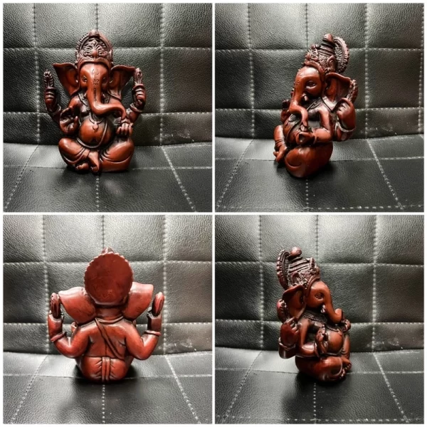 Tượng Phật Ganesha – Dáng Phong Thái Ban Phước – Màu nâu đỏ bóng cổ điển – Cao 12 cm - Ảnh 3
