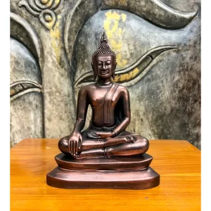 Tượng Phật U-Thong – Dáng Sạ Dũng Ma & Ma Ra Vi Chai – Màu nâu ánh đồng cổ – Mặt đế 4 inch