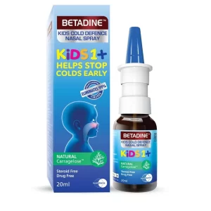 Betadine Cold Defense Nasal Spray Kids – Betadine – Xịt mũi nước muối sinh lý giúp ngăn ngừa cảm lạnh, virus, dùng cho trẻ từ 1 tuổi trở lên