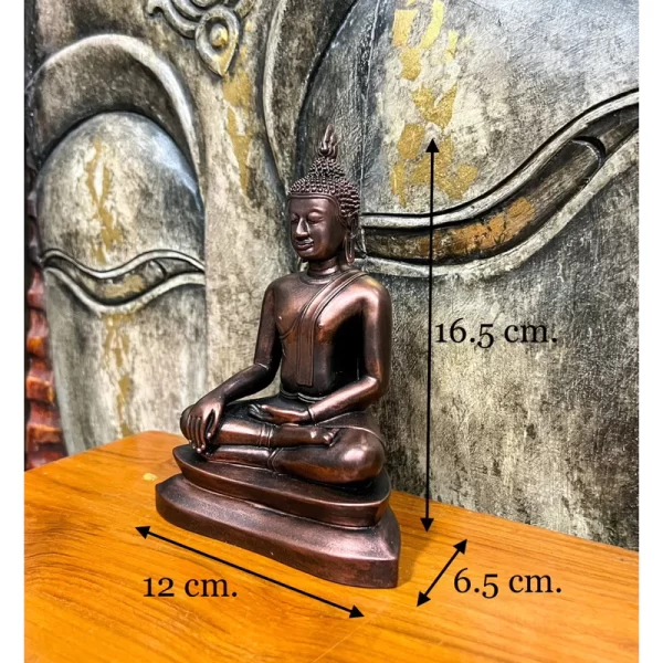 Tượng Phật U-Thong – Dáng Sạ Dũng Ma & Ma Ra Vi Chai – Màu nâu ánh đồng cổ – Mặt đế 4 inch - Ảnh 4