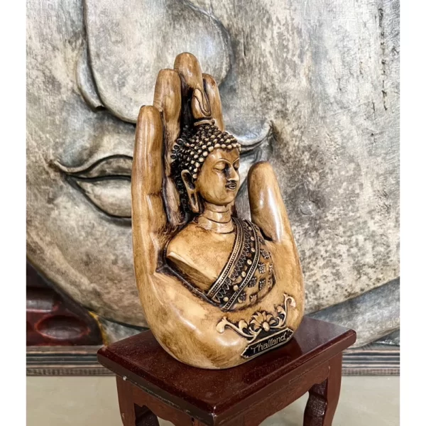 Tượng Phật Trong Lòng Bàn Tay – Màu Nâu Tự Nhiên – Quà Tặng Văn Hóa Thái Lan - Ảnh 3