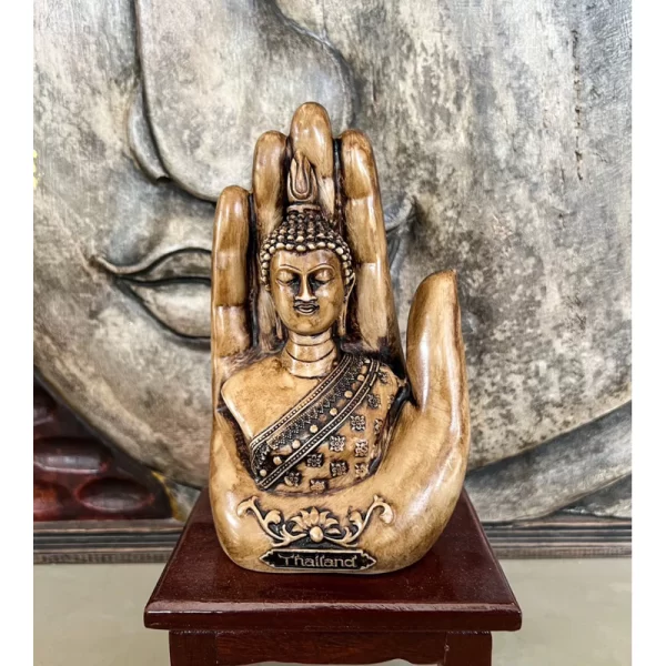 Tượng Phật Trong Lòng Bàn Tay – Màu Nâu Tự Nhiên – Quà Tặng Văn Hóa Thái Lan - Ảnh 5