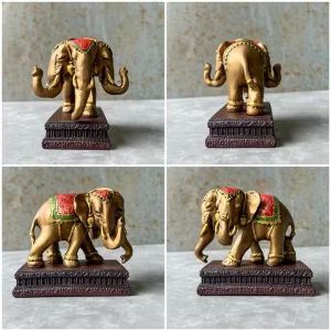 Tượng voi 3 đầu có đế đứng - Chiều cao 10cm - Màu vàng