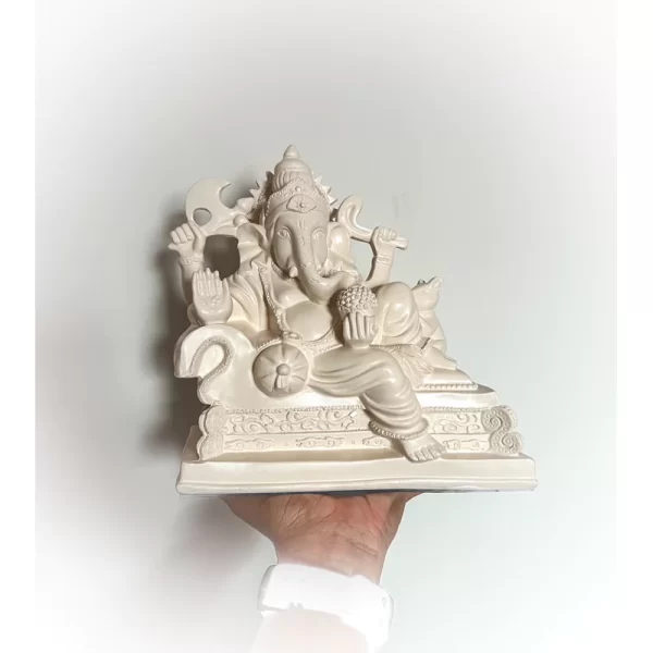 Tượng Phật Ganesha – Phong Thái An Lạc – Màu Trắng Ngà & Trắng Cổ – Phong Cách Minimal – Kích Thước Lớn - Ảnh 6