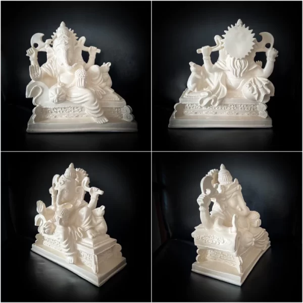 Tượng Phật Ganesha – Phong Thái An Lạc – Màu Trắng Ngà & Trắng Cổ – Phong Cách Minimal – Kích Thước Lớn - Ảnh 7