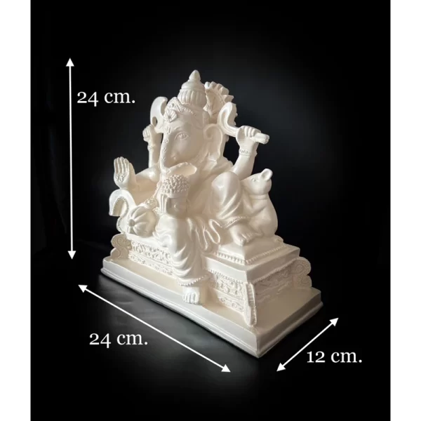 Tượng Phật Ganesha – Phong Thái An Lạc – Màu Trắng Ngà & Trắng Cổ – Phong Cách Minimal – Kích Thước Lớn - Ảnh 2