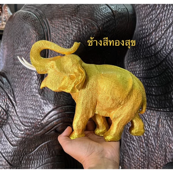 Tượng voi phong thủy – Chất liệu resin – Màu vàng & bạc – Kích thước lớn 10×26×21.5 cm - Ảnh 2