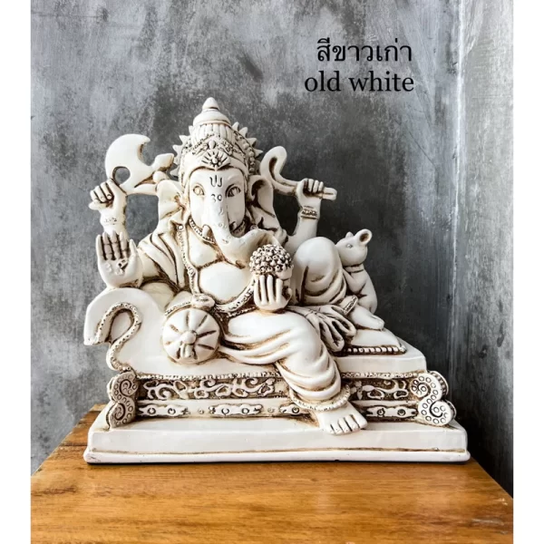 Tượng Phật Ganesha – Phong Thái An Lạc – Màu Trắng Ngà & Trắng Cổ – Phong Cách Minimal – Kích Thước Lớn - Ảnh 5
