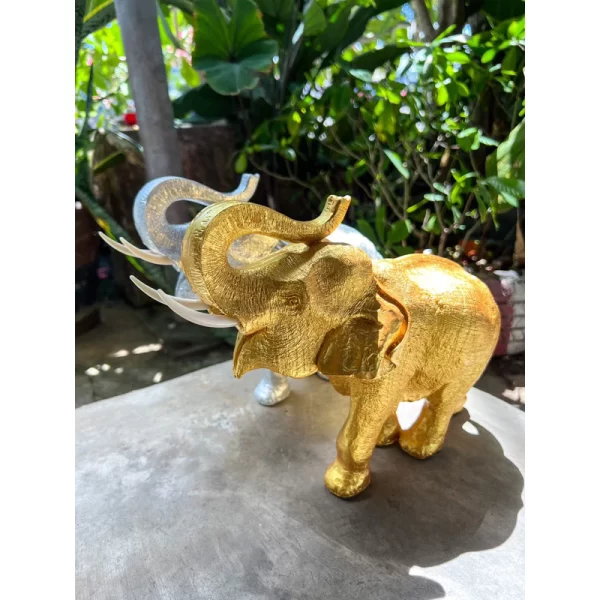 Tượng voi phong thủy – Chất liệu resin – Màu vàng & bạc – Kích thước lớn 10×26×21.5 cm - Ảnh 6