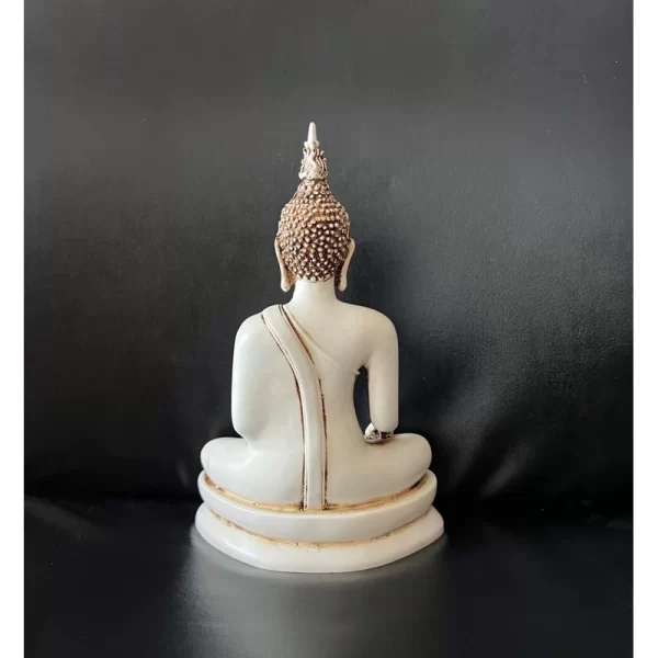 Tượng Phật Sukhothai – Dáng Sạ Dũng Ma & Ma Ra Vi Chai – Màu trắng cổ điển – Mặt đế 5 inch - Ảnh 4
