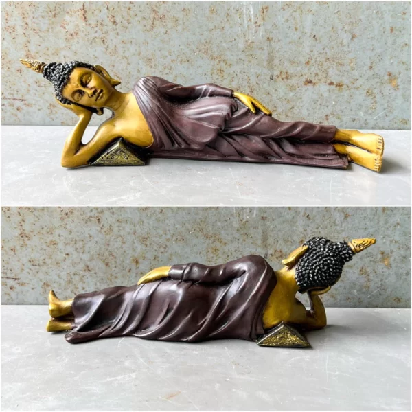 Tượng Phật Nằm – Phật Thích Ca Phong Thái An Lạc – Màu Earth Tone – Mặt Đế 5 Inch