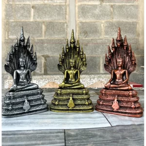 Tượng Phật Phong Thái Naga – Phật Ngồi Dưới Tán Rắn – Màu 3 Gươm Cổ – Cao 22 cm