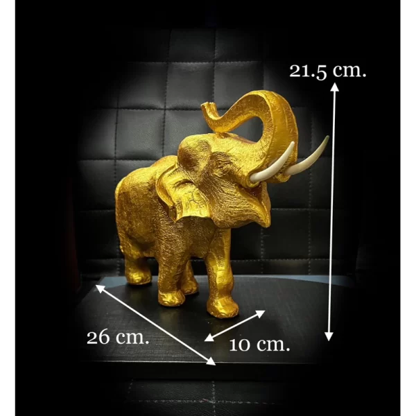 Tượng voi phong thủy – Chất liệu resin – Màu vàng & bạc – Kích thước lớn 10×26×21.5 cm - Ảnh 4