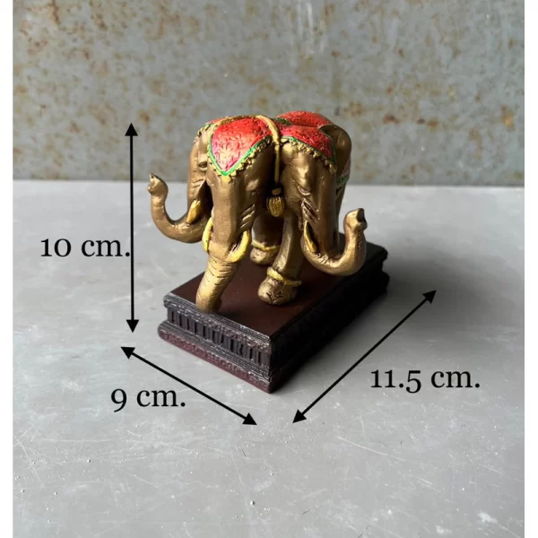 Tượng voi 3 đầu có đế đứng - Chiều cao 10cm - Màu vàng - Ảnh 3