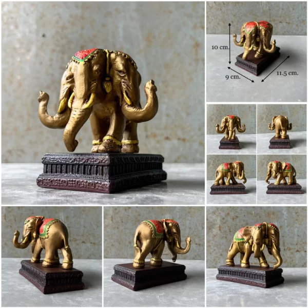 Tượng voi 3 đầu có đế đứng - Chiều cao 10cm - Màu vàng - Ảnh 4