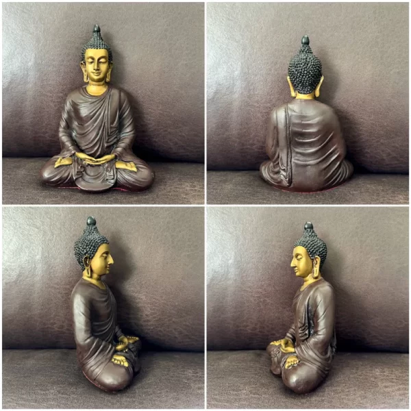 Tượng Phật Thích Ca – Phong Thái Thiền Định Ấn Độ – Mặt Đế 4 Inch – Màu Đồng Cổ - Ảnh 5