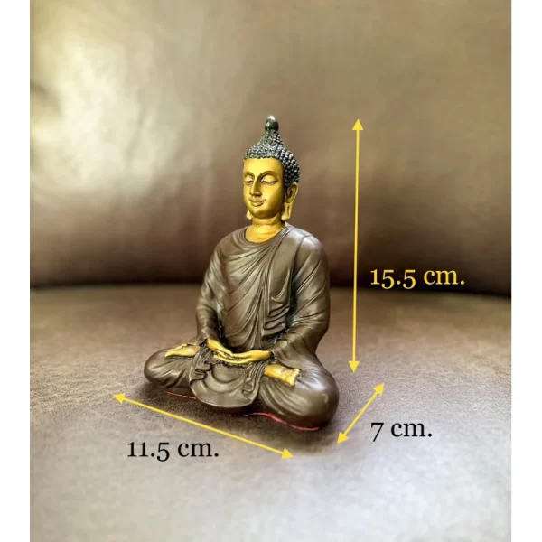 Tượng Phật Thích Ca – Phong Thái Thiền Định Ấn Độ – Mặt Đế 4 Inch – Màu Đồng Cổ - Ảnh 2
