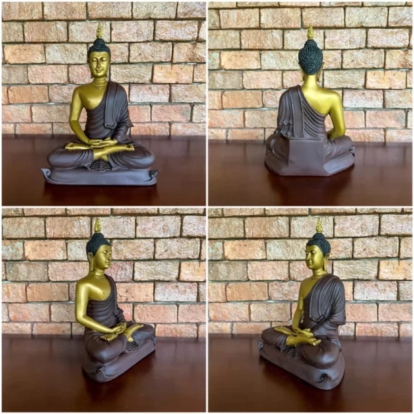 Tượng Phật Thiền Định – Pháp Tướng Giác Ngộ – Mặt U Thong (9 inch) – Màu Vàng Đồng Cổ - Ảnh 3