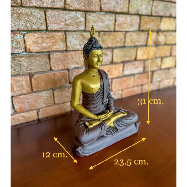 Tượng Phật Thiền Định – Pháp Tướng Giác Ngộ – Mặt U Thong (9 inch) – Màu Vàng Đồng Cổ - Ảnh 2