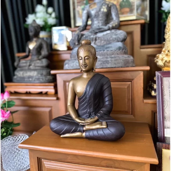 Tượng Phật Thích Ca – Phật Thành Đạo (Phật Tọa Thiền) – Màu Sơn Cổ – Mặt Đế 9 inch – Cao 27.5 cm