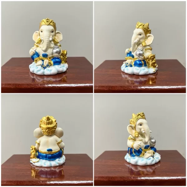 Tượng Ganesha Phong Thái Vương Giả – Phiên Bản Ngồi Bệ Mây – Màu Đỏ & Xanh – Cao 6 cm - Ảnh 5