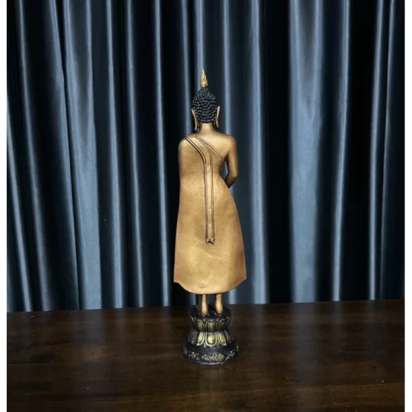 Tượng Phật Thích Ca – Phong Cách Sukhothai – Tư Thế “Phật Chiêm Bồ Đề” (Phật Chủ Nhật) – Sơn Giả Đồng Cổ – Mặt Đế 5 Inch - Ảnh 4