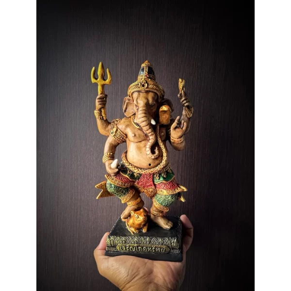 Tượng thần Ganesha – Dáng chiêu tài – Phong cách cổ điển Earth Tone - Ảnh 7