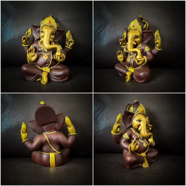 Tượng Ganesha Ban Phước – Phong Cách Ấn Độ – Phiên Bản 4 Tay – Mặt Đế 5 inch – Cao 17 cm - Ảnh 6
