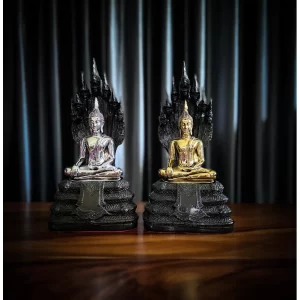 Tượng Phật Naga – Phật Bản Mệnh Ngày Thứ Bảy – Phiên Bản Nák Phrók – Màu Đồng & Bạc Cổ – Mặt Đế 5 inch – Cao 32 cm