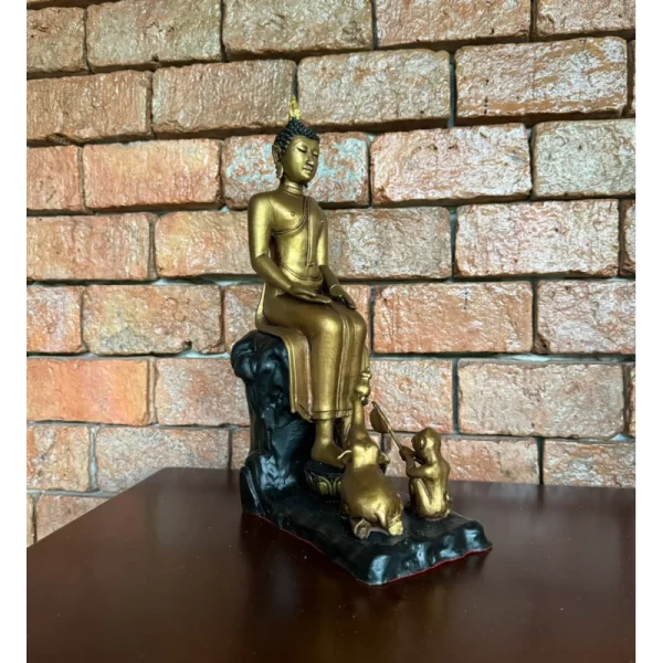 Tượng Phật Phá Rừng – Phật Ngày Thứ Tư Ban Đêm – Phong Cách Sukhothai – Màu Đồng Cổ – Cao 29 cm - Ảnh 6