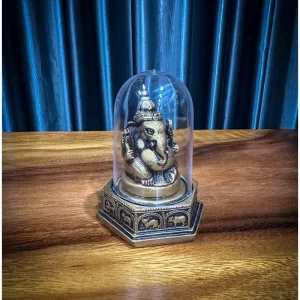 Tượng thần Ganesha – Phong cách Ekadanta Kạnapati – Đế 12 con giáp – Có nắp chụp mica