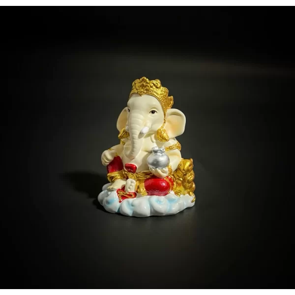 Tượng Ganesha Phong Thái Vương Giả – Phiên Bản Ngồi Bệ Mây – Màu Đỏ & Xanh – Cao 6 cm - Ảnh 4
