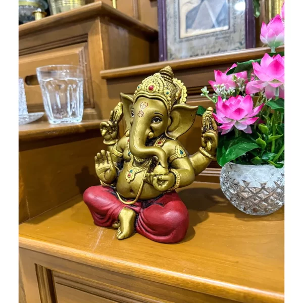 Tượng thần Ganesha – Phong cách Ấn Độ cổ – Dáng ban phước – Kích thước 5 inch - Ảnh 5