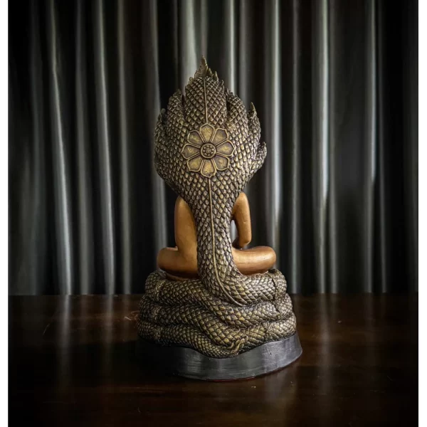 Tượng Phật Pang Naga Porok Sukhothai Art Pim - Màu đồng thau cổ - 5 inch - Ảnh 2