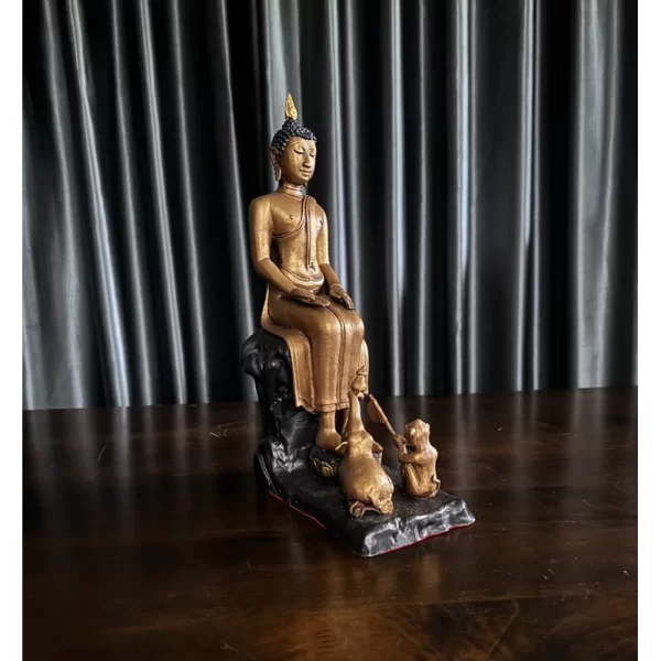 Tượng Phật Phá Rừng – Phật Ngày Thứ Tư Ban Đêm – Phong Cách Sukhothai – Màu Đồng Cổ – Cao 29 cm - Ảnh 5