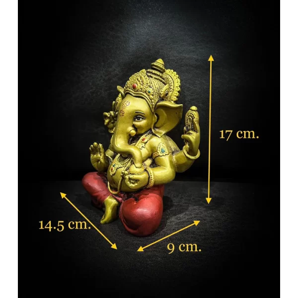 Tượng thần Ganesha – Phong cách Ấn Độ cổ – Dáng ban phước – Kích thước 5 inch - Ảnh 2