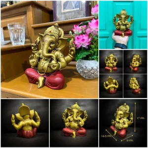 Tượng thần Ganesha – Phong cách Ấn Độ cổ – Dáng ban phước – Kích thước 5 inch