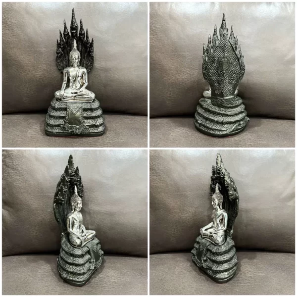 Tượng Phật Naga – Phật Bản Mệnh Ngày Thứ Bảy – Phiên Bản Nák Phrók – Màu Đồng & Bạc Cổ – Mặt Đế 5 inch – Cao 32 cm - Ảnh 6