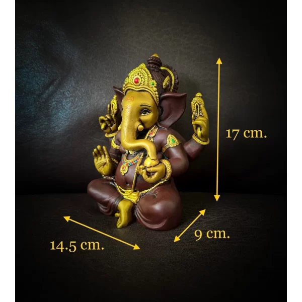 Tượng Ganesha Ban Phước – Phong Cách Ấn Độ – Phiên Bản 4 Tay – Mặt Đế 5 inch – Cao 17 cm - Ảnh 5