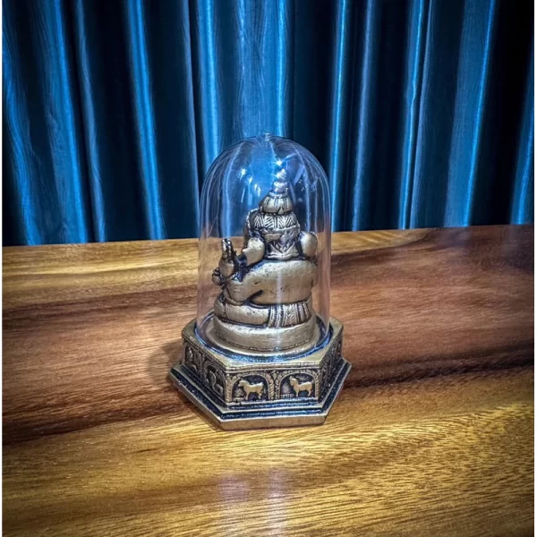 Tượng thần Ganesha – Phong cách Ekadanta Kạnapati – Đế 12 con giáp – Có nắp chụp mica - Ảnh 2