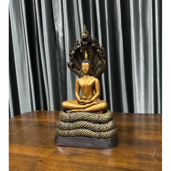 Tượng Phật Pang Naga Porok Sukhothai Art Pim - Màu đồng thau cổ - 5 inch - Ảnh 4