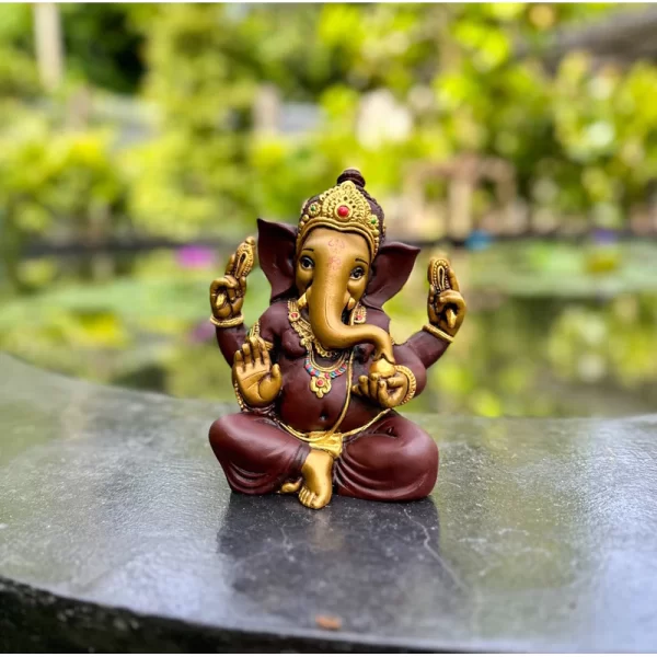 Tượng Ganesha Ban Phước – Phong Cách Ấn Độ – Phiên Bản 4 Tay – Mặt Đế 5 inch – Cao 17 cm - Ảnh 4