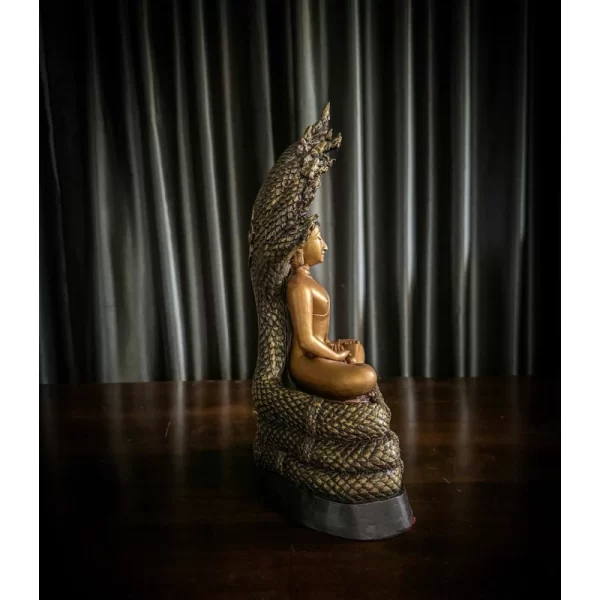 Tượng Phật Pang Naga Porok Sukhothai Art Pim - Màu đồng thau cổ - 5 inch - Ảnh 7