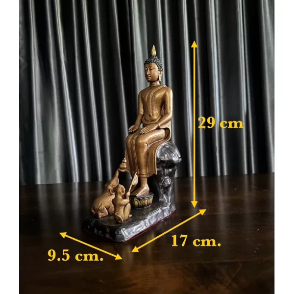 Tượng Phật Phá Rừng – Phật Ngày Thứ Tư Ban Đêm – Phong Cách Sukhothai – Màu Đồng Cổ – Cao 29 cm - Ảnh 4
