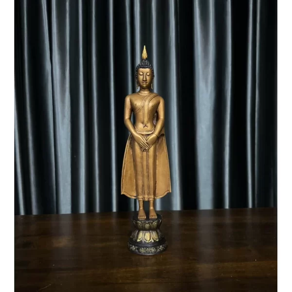 Tượng Phật Thích Ca – Phong Cách Sukhothai – Tư Thế “Phật Chiêm Bồ Đề” (Phật Chủ Nhật) – Sơn Giả Đồng Cổ – Mặt Đế 5 Inch