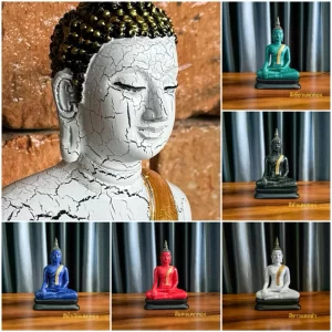 Tượng Phật Thích Ca – Phong Cách Sukhothai - Sơn Giả Cổ Vân Nứt – Mặt Đế 5 Inch