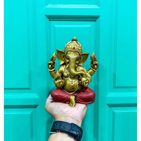 Tượng thần Ganesha – Phong cách Ấn Độ cổ – Dáng ban phước – Kích thước 5 inch - Ảnh 4