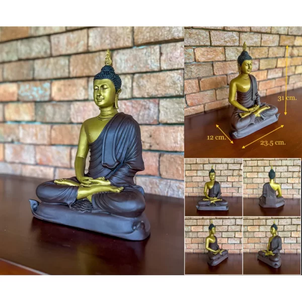 Tượng Phật Thiền Định – Pháp Tướng Giác Ngộ – Mặt U Thong (9 inch) – Màu Vàng Đồng Cổ - Ảnh 6